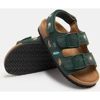M&S Kids' Suede Embroidered Beach Footbed Sandals (4 Small-2 Large) Green Mix