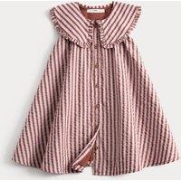 M&S Pure Cotton Stripe Collared Dress (2-8 Yrs) Ivory