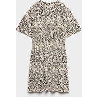 M&S Cotton Rich Animal Print Shirred Mini T-Shirt Dress Black Mix