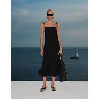 M&S Beaded Square Neck Strappy Midi Column Dress Black