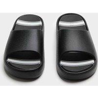 M&S Kids' Striped Footbed Sliders (10 Small - 7 Large) Black