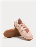 M&S Satin Ballet Trainers (4 Small - 2 Large) Pink Mix