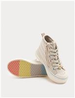 M&S Kids' Novelty Patterned High Top Trainers (4 Small - 2 Large) Neutral