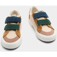 M&S Kids' Low Top Canvas Riptape Trainers (4 Small - 2 Large) Green Mix