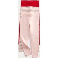 M&S 3 Pack Cotton Rich Seaside Leggings (2-8 Yrs) Pale Pink