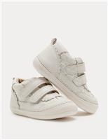M&S Kids' First Walker Leather Broderie Trainers (2 Small-5 Small) Cream