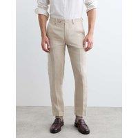 JAEGER Tailored Fit Pure Linen Trousers Neutral