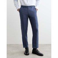 JAEGER Tailored Fit Pure Linen Trousers Chambray