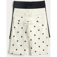 M&S 3pk Cotton Rich Polka Dot Cycling Shorts (2-8 Yrs) Ivory