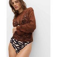M&S Cotton Blend Metallic Jumper with Linen Maple