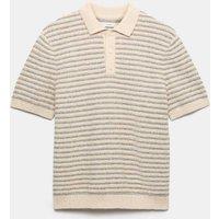 M&S Cotton Rich Textured Knitted Polo Shirt Neutral