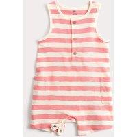 M&S Pure Cotton Striped Romper (0-3 Yrs) Pink Mix