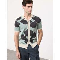 Autograph Pure Cotton Floral Button Through Polo Light Mint