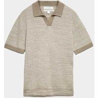 Autograph Pure Cotton Twisted Stitch Knitted Polo Soft Brown