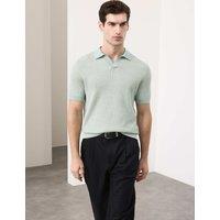 Autograph Pure Cotton Twisted Stitch Knitted Polo Light Mint