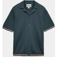 Autograph Tipped Button Through Revere Polo Shirt Dark Petrol