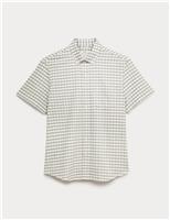 M&S Ultimate Pure Cotton Check Oxford Shirt Green Mix