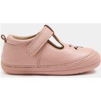 M&S Kids' First Walker Leather Heart T Bar Shoes (2 Small - 5 Small) Coral