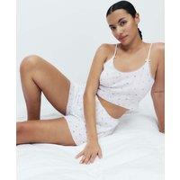 M&S Pure Cotton Pointelle Floral Cami Top White Mix