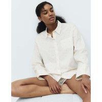 M&S Pure Cotton Floral Revere Pyjama Top White Mix