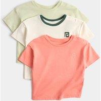 M&S 3 Pack Pure Cotton Jersey Tops (0-5 Yrs) Coral