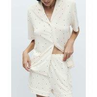 M&S Soft Touch Printed Revere Shortie Set Ivory Mix