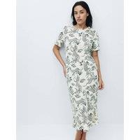 M&S Cotton Modal Printed Long Nightdress Ivory Mix