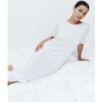 M&S Cotton Modal Printed Long Nightdress White Mix