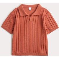 M&S Pure Cotton Ribbed Knitted Top (0-5 Yrs) Burnt Orange