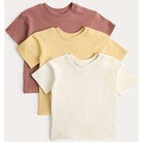 M&S 3 Pack Pure Cotton Tops (0-5 Yrs) Brown Mix