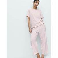 M&S Cotton Rich Printed Cropped Pyjama Set Pink Mix