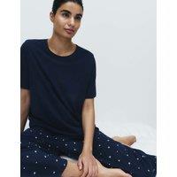 M&S Cotton Rich Printed Cropped Pyjama Set Navy Mix