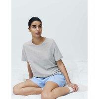 M&S Cotton Rich Printed Shortie Set Grey Mix
