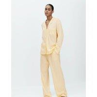 M&S Cotton Modal Revere Pyjama Set Pale Yellow