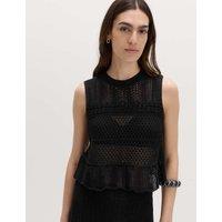 M&S Cotton Rich Pointelle Knitted Vest Black