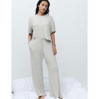 M&S Modal Rich Ribbed Pyjama Bottoms Grey
