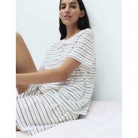 M&S Cotton Rich Printed Shortie Set White Mix
