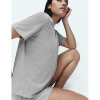 M&S Cotton Rich Printed Shortie Set Grey Mix
