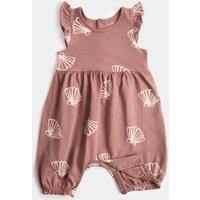 M&S Pure Cotton Shell Romper (0-3 Yrs) Brown