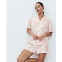 M&S Soft Touch Printed Revere Shortie Set Pink Mix