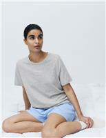 M&S Cotton Rich Printed Shortie Set Neutral
