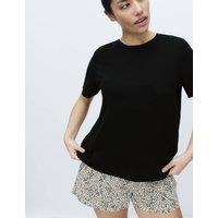 M&S Cotton Rich Printed Shortie Set Black Mix