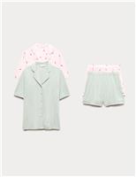 M&S 2 Pack Soft Touch Revere Shortie Sets Pink Mix