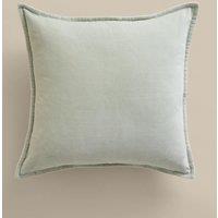 M&S Pure Cotton Velvet Cushion Pale Green