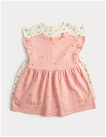 2 Pack Pure Cotton Jersey Polka Dot Dresses (0-3 Yrs)