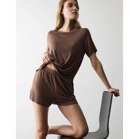 Autograph Button Fly Detail Pyjama Shorts Medium Brown