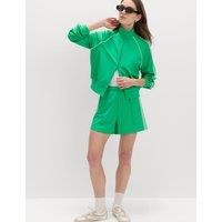 M&S Cotton Rich Side Stripe Shorts Bright Green
