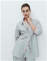 Pure Cotton Poplin Striped Pyjama Shirt