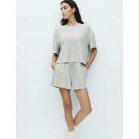 M&S Modal Rich Ribbed Pyjama Shorts Grey