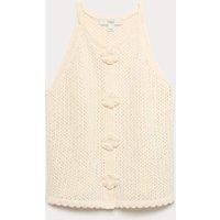 M&S Cotton Blend Pointelle Knitted Vest Soft White